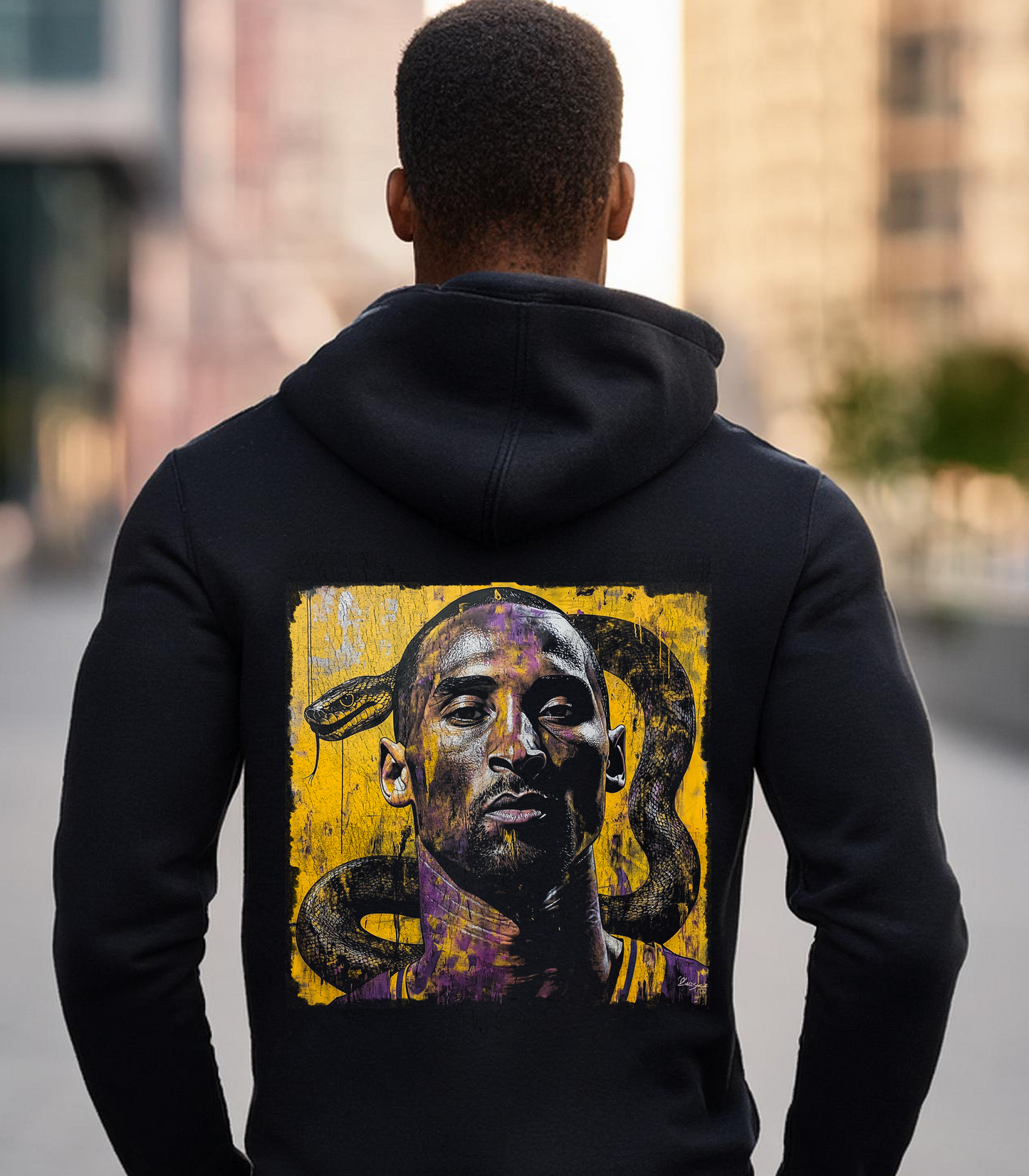 Kobe Bryant Black Mamba hoodie - back view model
