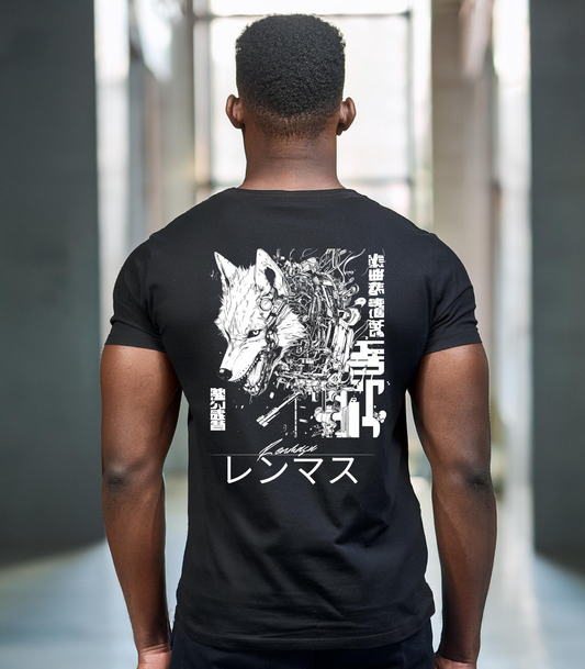 Ironfang Hoodie – Bold streetwear featuring a cybernetic wolf design with Japanese kanji and the Renmasu logo. Unmatched comfort meets futuristic style.