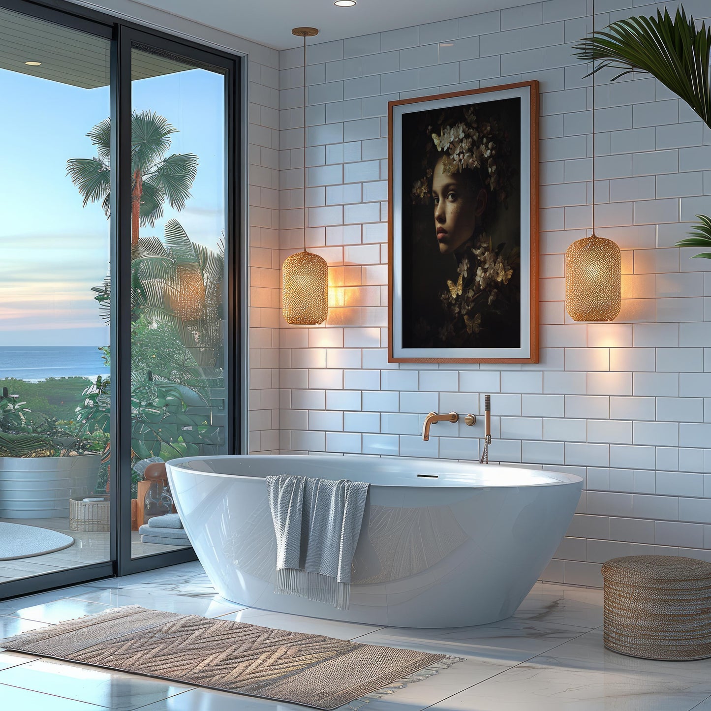 Portrait with Gold Butterflies & Floral Crown