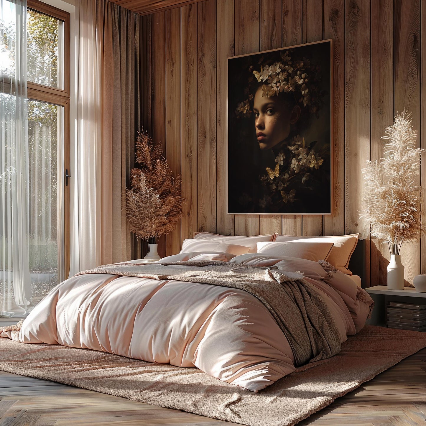 Portrait with Gold Butterflies & Floral Crown