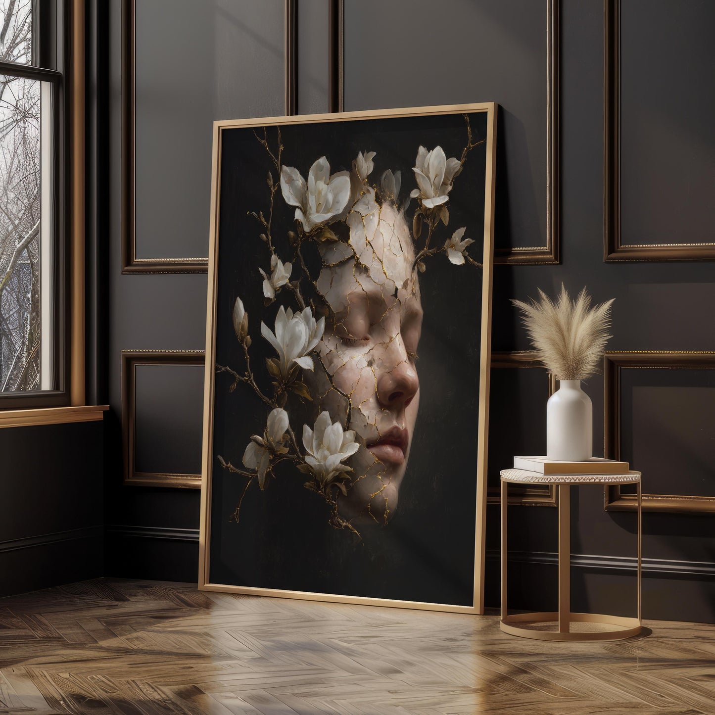 Woman’s Face with Magnolia Cracks