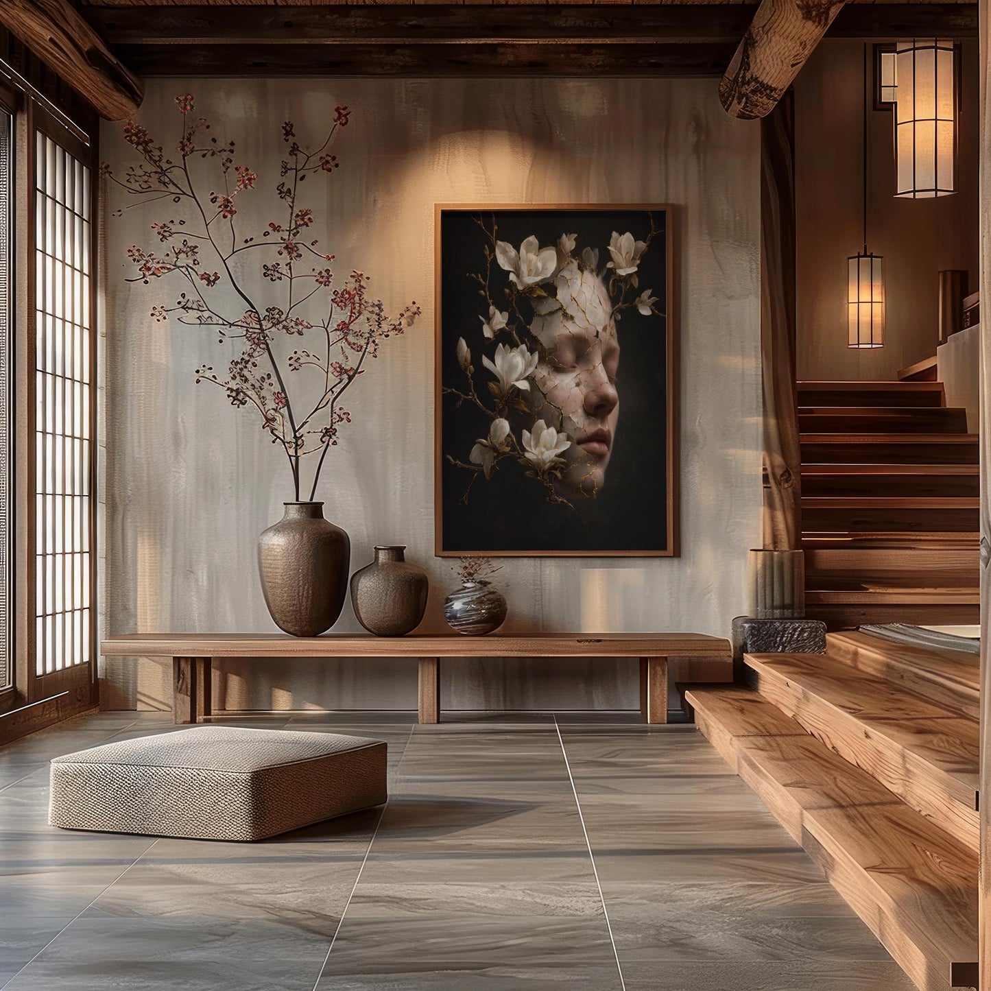 Woman’s Face with Magnolia Cracks